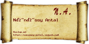 Nánássy Antal névjegykártya